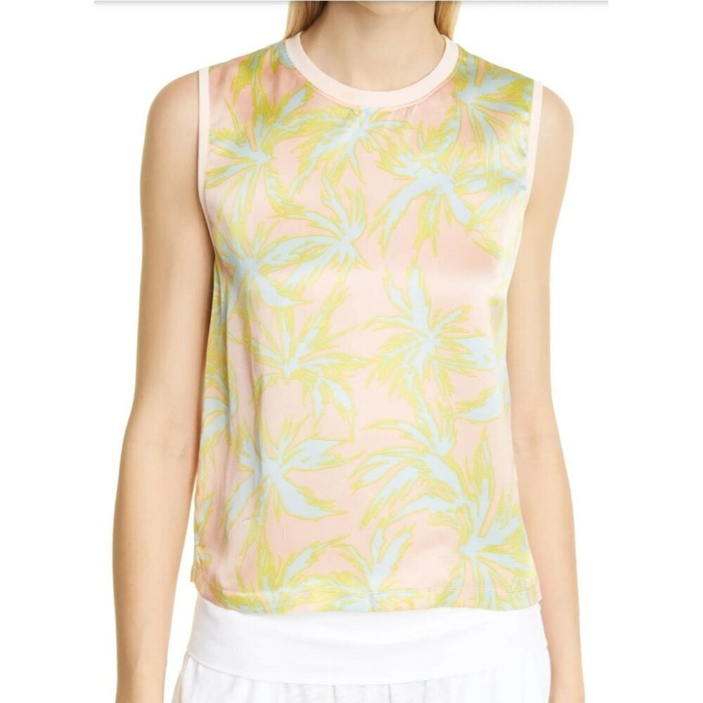 ATM Anthony Thomas Melillo sz L women Palm Print Silk Charmeuse Tank Top